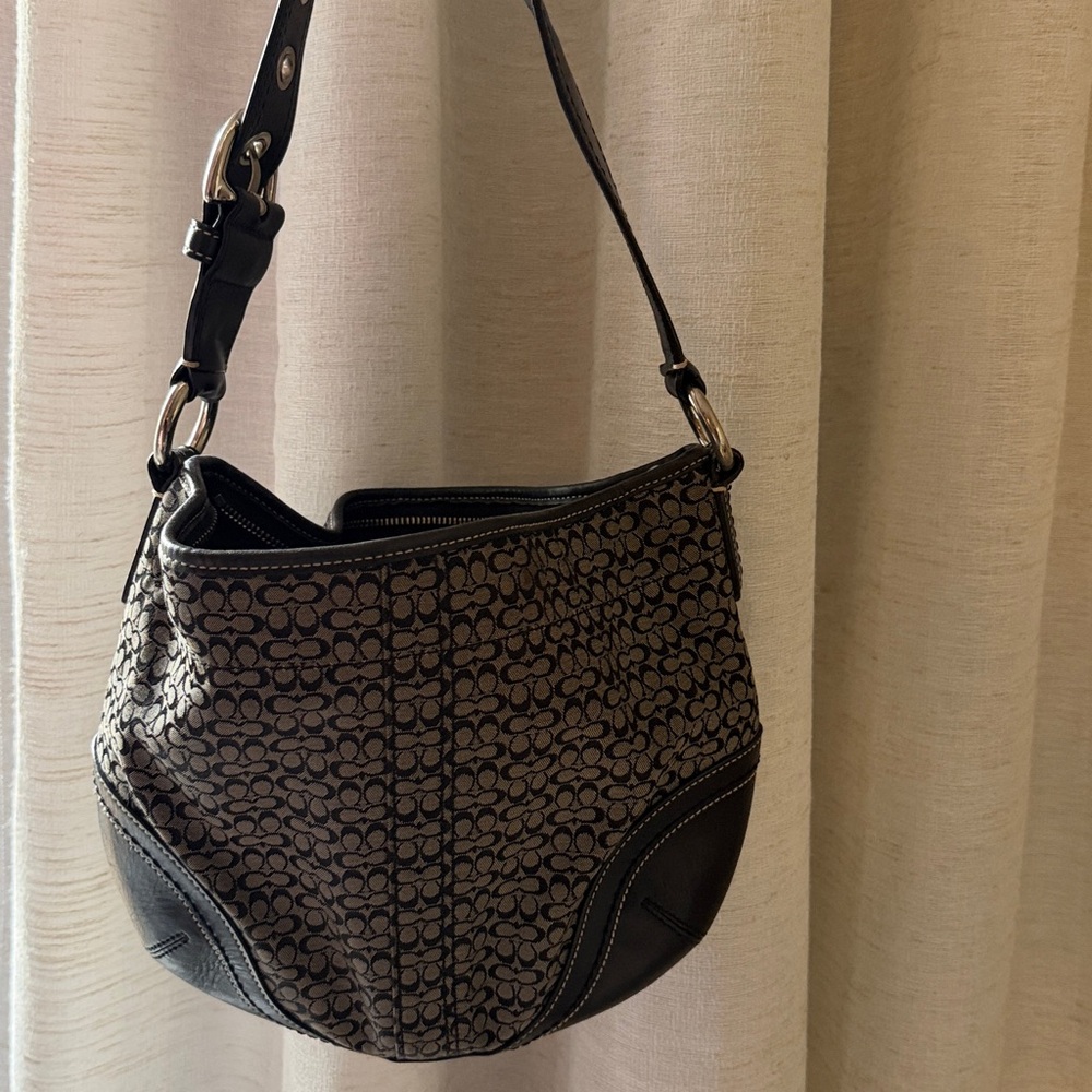 Coach Signature Black and Gray Messenger Bag
